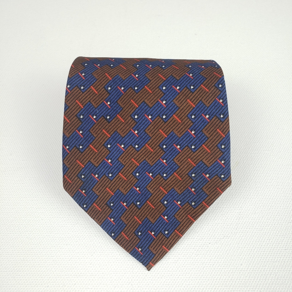 ADONIS brown & Blue Classic Men's Neck tie - Picture 2 of 8